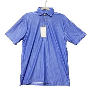 Collars & Co. Featherweight Flex Dress Collar Polo NWT Small Blue Grove Print